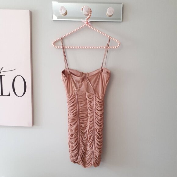 NWOT Zara dusty rose ruched tulle corset mini dress, XS - Picture 13 of 16